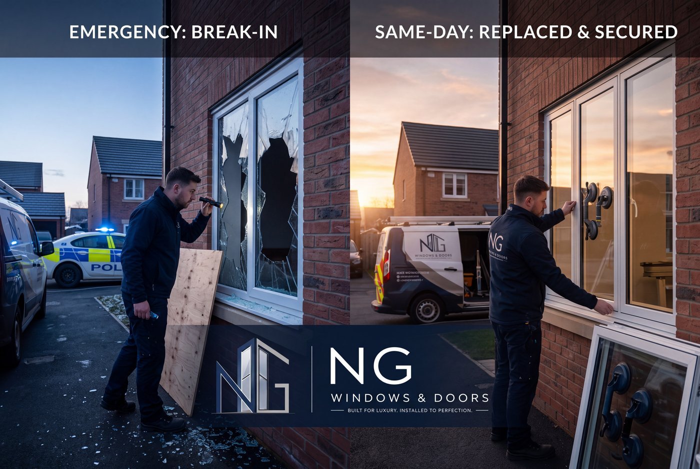 Same-Day Window Replacement After a Break-In project by NG Windows and Doors